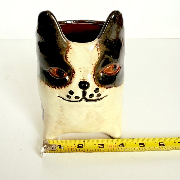 Ceramic Boston Terrier/Frenchie Pottery Planter Pot - Picture 13 of 13
